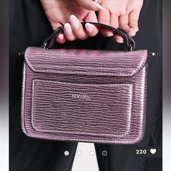 💓HVISK Renei Vegan Leather Crossbody Metallic Bag💓ASOS - Picture 3 of 7